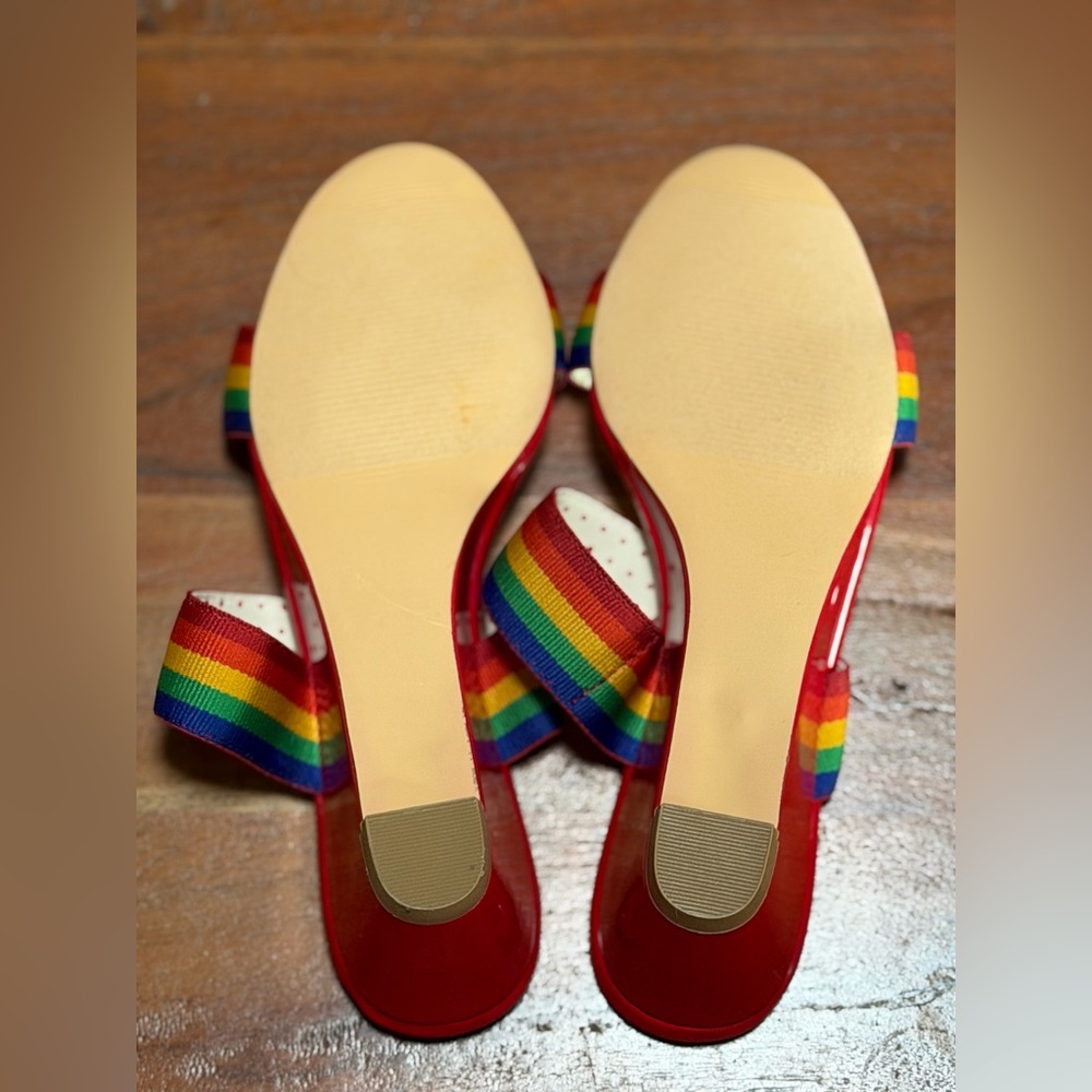 B.A.I.T. Jazzie Rainbow Striped Sandals Wedges - Picture 5 of 8
